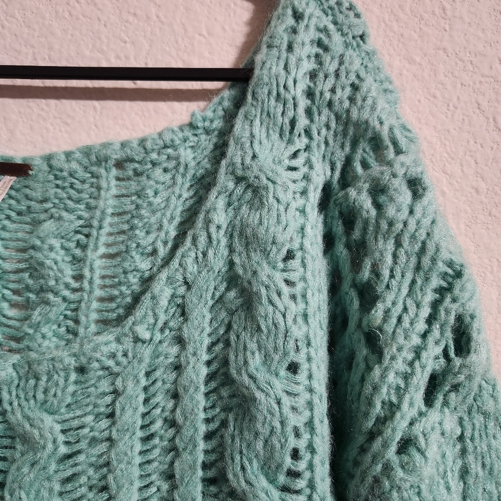 Free People Fluff Wool Mohair Blend Pullover Sweater Mint Green size XS - Picture 5 of 7